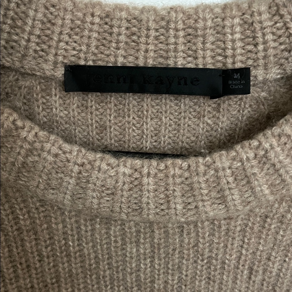 Jenni Kayne Taupe Ribbed 100% cashmere Sweater - Picture 2 of 4